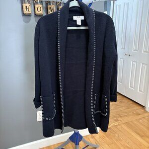 Women Nacy Blue with white stitching Cardiagan